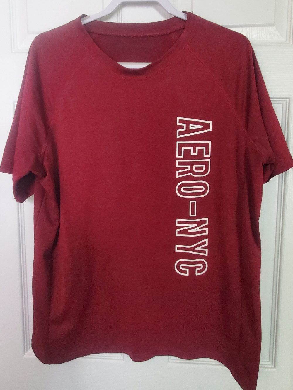 Aeropostale Maroon Vertical AERO-NYC Graphic Tee